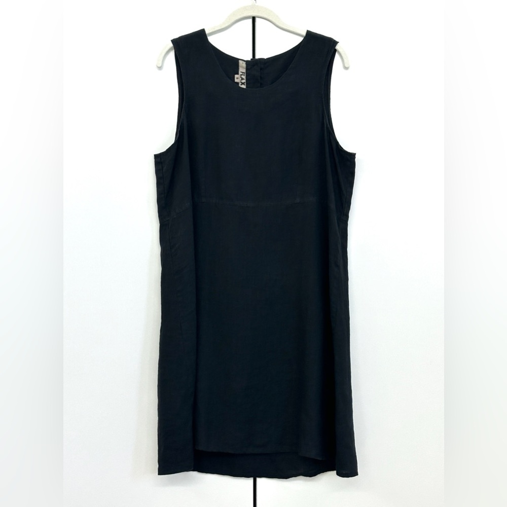 Flax Black Linen Boxy Tank Dress Sz S